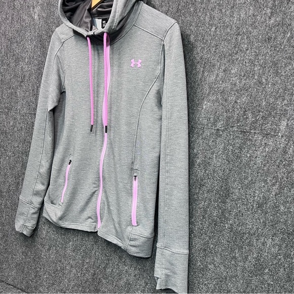 UNDER ARMOUR Women’s Gray Full Zip Hoodie Hooded Sweatshirt Size Small - Picture 5 of 11